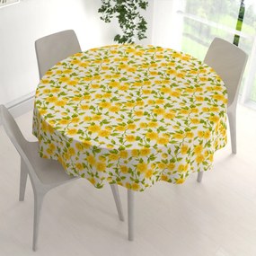 Biante Bavlnený okrúhly obrus Sandra SA-602 Slnečnice na bielom Ø 50 cm