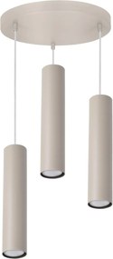 Závesné svietidlo Tuba, 3x béžové kovové tienidlo, o