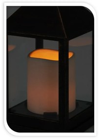 Lampáš s LED sviečkou hnedá, 23 cm