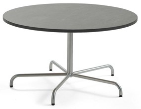 Stôl PLURAL, Ø1300x720 mm, linoleum - tmavošedá, strieborná