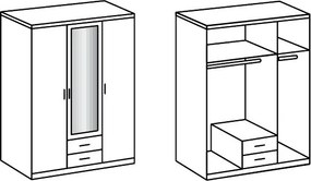 Šatníková skriňa Cliff, 135 cm, biela