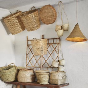 MADAM STOLTZ Úložný kôš Round Bamboo L