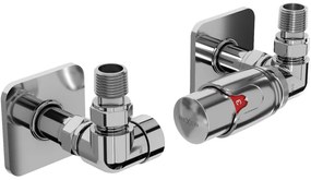 Mexen G00, axiálny ventil G1/2" s hranatými krytkami a termostatickou hlavicou M30x1,5 mm, chrómová, W903-900-909-01
