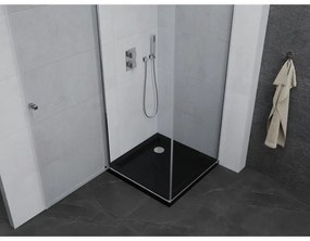Mexen Pretoria, sprchovací kút 80 (dvere) x 80 (stena) cm, 6mm číre sklo, chrómový profil + čierna sprchová vanička, 852-080-080-01-00-4070