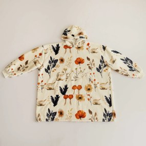 Baránková mikinová deka s rukávmi a kapucňou PAPAVA, krémová