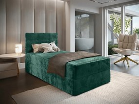 Čalúnená posteľ boxspring GLORIEN VELVET 90x200 cm tmavozelená Matrac: Bonell pružinová matrac