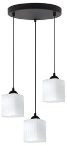 Závesné svietidlo Riffle Square, 3x biele sklenené tienidlo, b, o