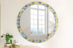 Okrúhle ozdobné zrkadlo Modré kvety fi 100 cm