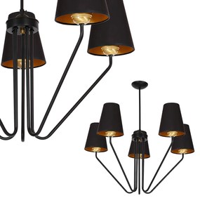 Luster Victoria, 5x čierne textilné tienidlo, b/g