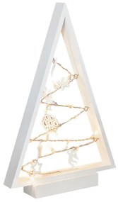 Solight 1V221 LED dekorácia, vianočný drevený stromček s ozdobami, 15LED, 2xAA, IP20, biela, teplá biela