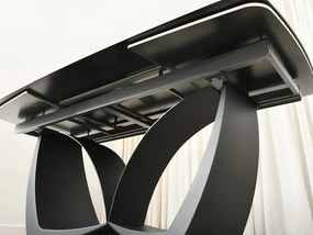 Moderný rozkladací stôl EVELYN béžový mramor + čierna
