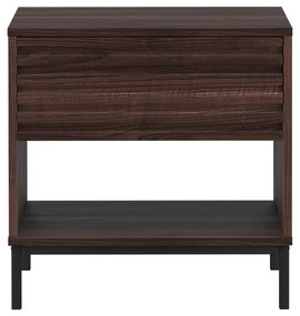 Tmavohnedý nočný stolík s doskou v dekore orechového dreva Celine – Støraa