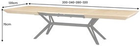 Jedálenský stôl GIANT 180-320 cm dubové drevo