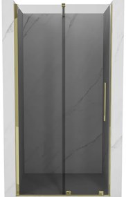 Mexen Velar, posuvné sprchové dvere do otvoru 120 cm, 8mm šedé sklo, zlatá lesklá, 871-120-000-41-50