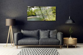 Obraz na skle Jazero príroda 100x50 cm