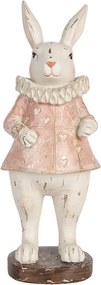 Dekorácia antik králik v ružových šatách so srdiečkami - 11*10*29 cm