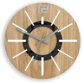 Dřevěné nástěnné hodiny Nordic 33 cm dub přírodní/bílé