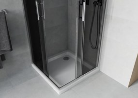 Mexen Rio štvorcový sprchovací kút 80 x 80 cm, 6mm sklo, šedé sklo, chrómový profil + slim sprchová vanička 5cm, 860-080-080-01-40-4010