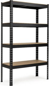 Regál 180x120x50 cm profesionálny 4-policový, nosnosť 1200 kg - čierny