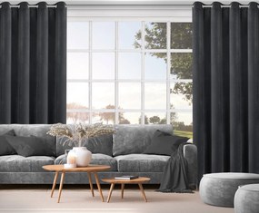 ZATEMŇOVACÍ ZÁVES (100%) NA KRÚŽKOCH NITA 140X250 CM ČIERNA