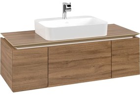 VILLEROY &amp; BOCH Legato závesná skrinka pod umývadlo na dosku (umývadlo v strede), 3 zásuvky, 1200 x 500 x 380 mm, Oak Kansas, B75700RH