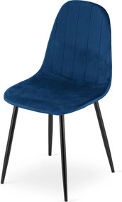 Jedálenská stolička PADVA VELVET s čiernymi nohami, modrá