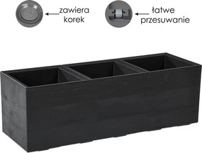 KVETINOVÝ ZÁHON KARO 900 × 300 mm, doska z recyklovaného materiálu, čierna*48465
