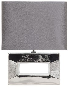 Strieborná hodvábna nočná stolová lampa ONYX  Beliani
