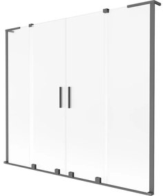 Mexen Velar L Duo, 2-krídlová posuvná vaňová zástena 200 x 150 cm, 8mm sklo námraza, grafitová, 896-200-003-32-95