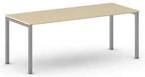 Rokovací kancelársky stôl PRIMO SQUARE, 200x80 cm, sivostrieborná podnož, breza