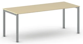 Rokovací kancelársky stôl PRIMO SQUARE, 200x80 cm, sivostrieborná podnož, breza