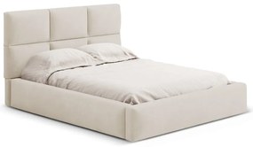 Béžová čalúnená dvojlôžková posteľ s úložným priestorom s roštom 140x200 cm Libera – Windsor & Co Sofas