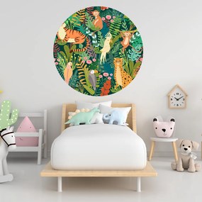 100x100cm Zvieratá z džungle - textilná nálepka na stenu Veľkosť: 100 cm