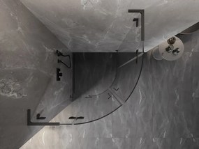 Mexen Lunar, L výklopný polkruhový sprchový kút 100 x 100 cm, 8mm číre sklo, profil grafit brúsený, 833L-100L-100P-66-00