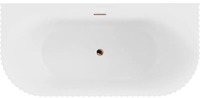 Mexen Sella, voľne stojaca vaňa ku stene, drážkovaná, 170 x 80 cm, biela matná, ružové zlato, 52711708001-60