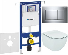 GEBERIT Duofix Special súprava 5v1 - inštalačný modul, závesné WC AquaBlade a Softclose Slim sedátko IDEAL STANDARD Tesi, tlačítko Sigma30, 115.883.KH.1 (lesklý/matný/lesklý chróm), 111.355.00.5 NU6