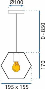 Toolight Toolight, závesné svietidlo 1xE27 APP1131-1CP, čierna-zlatá, OSW-40003