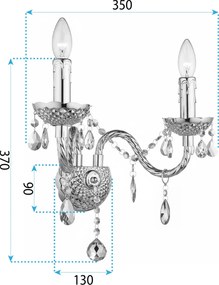 Toolight Toolight, nástenné svietidlo 2xE14, EBT017-2W, priahľadná, OSW-01232