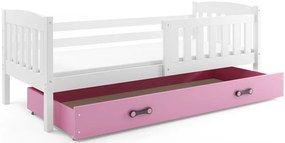 Detská posteľ KUBUŠ 1 s úložným priestorom| biela Farba: biela / ružová, Rozmer.: 200 x 90 cm