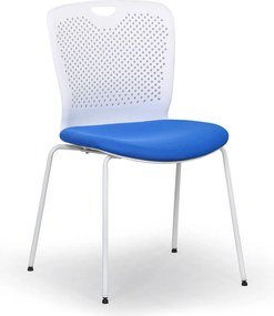 Plastová konferenčná stolička OPEN, biela/modrá