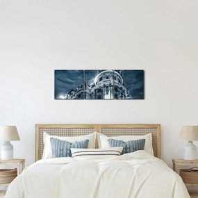 Obraz architektúry v tme (s hodinami) (90x30 cm)