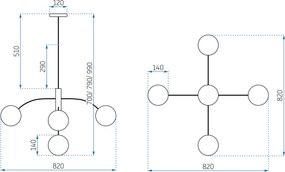 Toolight Toolight, závesné svietidlo 5xG9 APP1021-5CP, čierna, OSW-05559