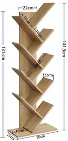 Knižnica v tvare stromu EXEL v dekore dub sonoma, 141x50cm