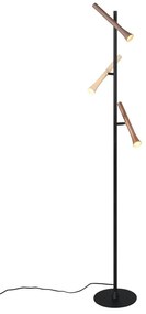 Čierna LED stojacia lampa s kovovým tienidlom (výška 150 cm) Fiato – Trio