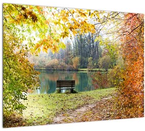 Sklenený obraz rybníka (70x50 cm)