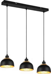 Závesné stropné osvetlenie Punch, čierno-zlatá, 3 svietidlá