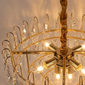 Toolight Toolight, krištáľová závesná lampa Ø50 cm, 6xE14, SWE080-CP, zlatá lesklá, OSW-30209