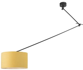 Závesná lampa čierna s tienidlom 35 cm žltá nastaviteľná - Blitz I.