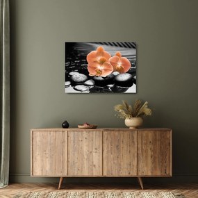 Sklenený obraz - Oranžové orchidey (70x50 cm)