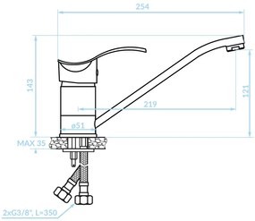 Kuchinox Argo, stojanková drezová batéria, chrómová, LAV-BKA_060D